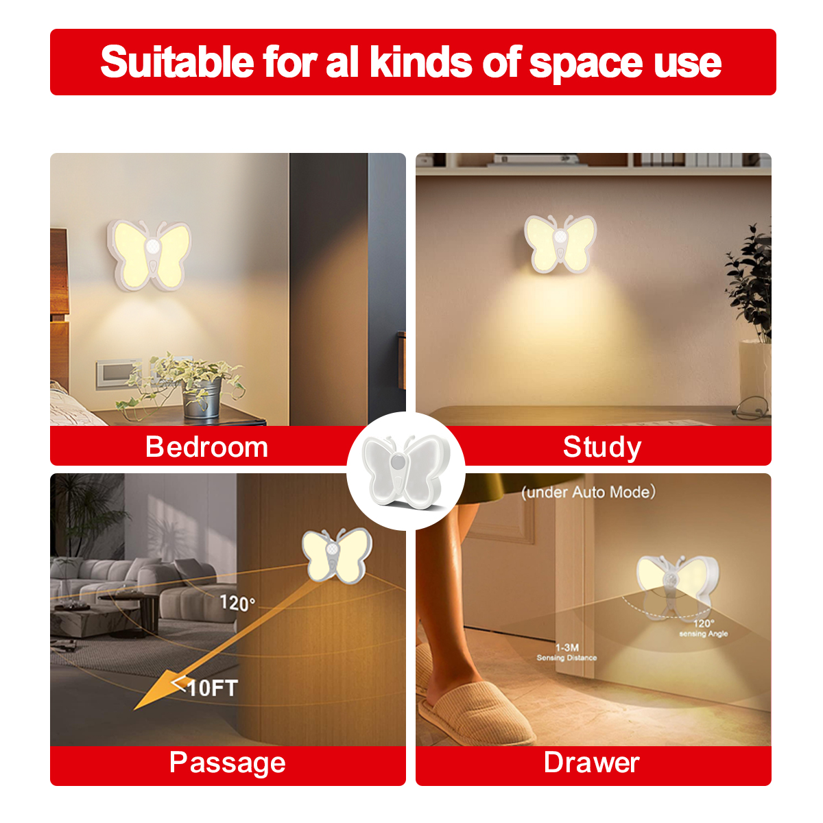 HCP258  蝴蝶三色人体感应灯